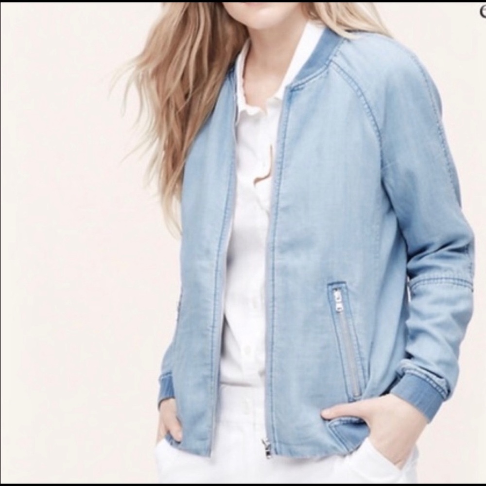 LOFT chambray bomber jacket